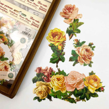 Yellow and Pink Roses Loose Flowers Paper Scrap Pack